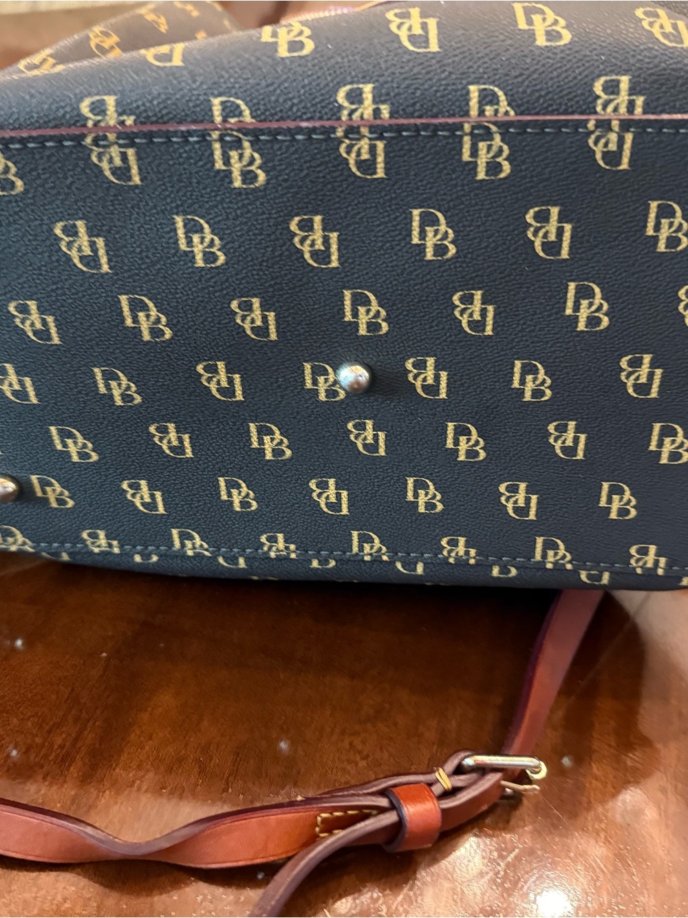 Dooney & Bourke Black and Brown Signature Logo Shoulder Bag - Picture 2 of 8